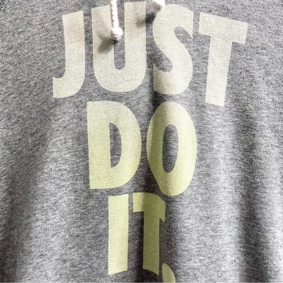 Nike Just Do It Light Gray Hooded Sweatshirt Kangaroo pockets Large #586186-063 - Picture 4 of 7